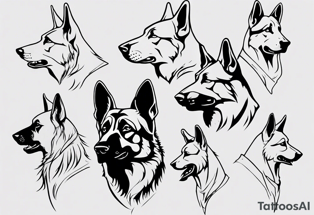 Angry side profile German shepherd dog tattoo idea Angry side profile German shepherd dog tattoo idea