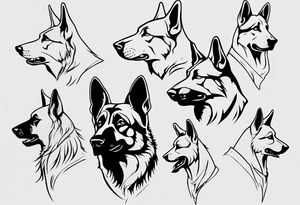 Angry side profile German shepherd dog tattoo idea