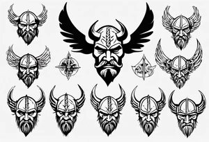 Viking face with wings tattoo idea