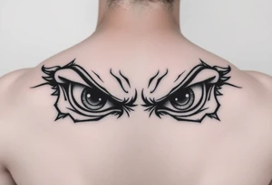 powerful faces with huge angry eyes tattoo idea