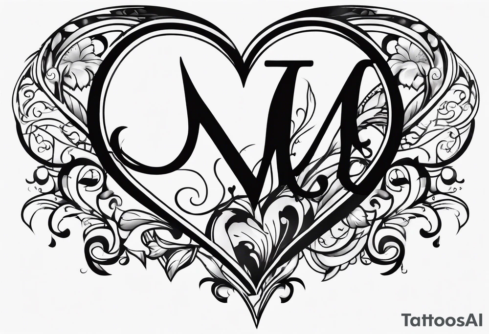 Heart with the letters M and S tattoo idea