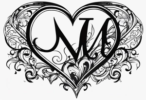 Heart with the letters M and S tattoo idea
