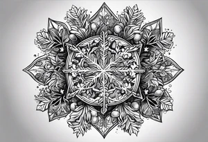 snowflakes powder trees tattoo idea