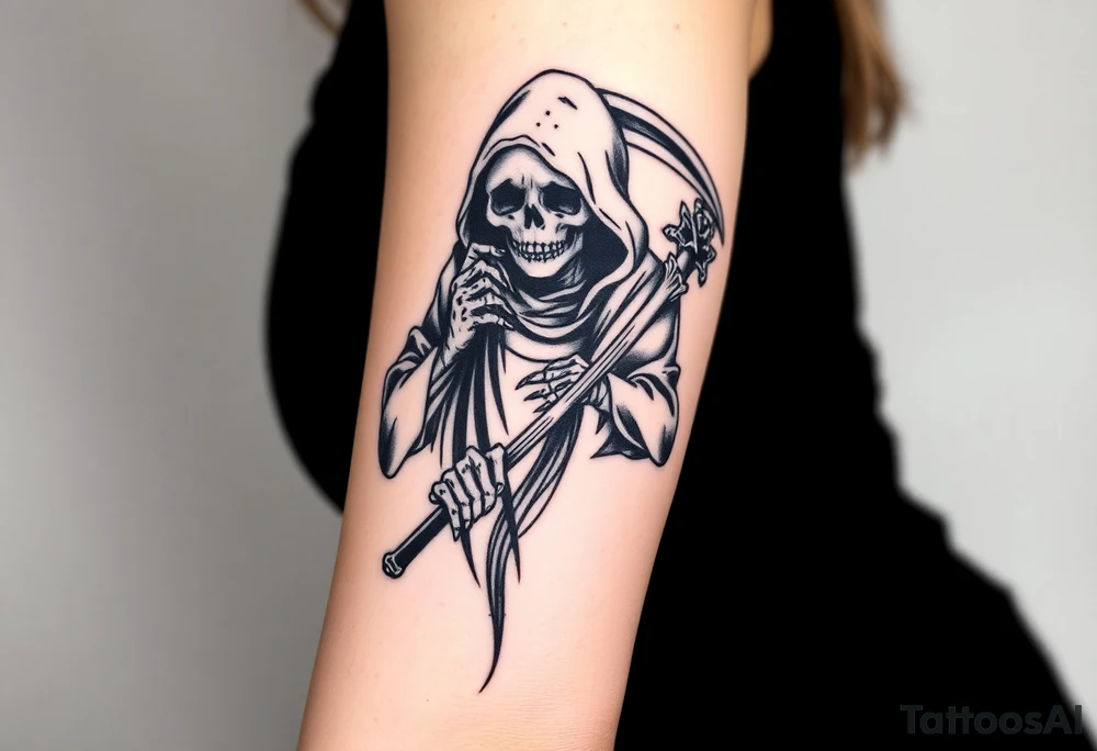 full sleeve grim reaper tattoo idea