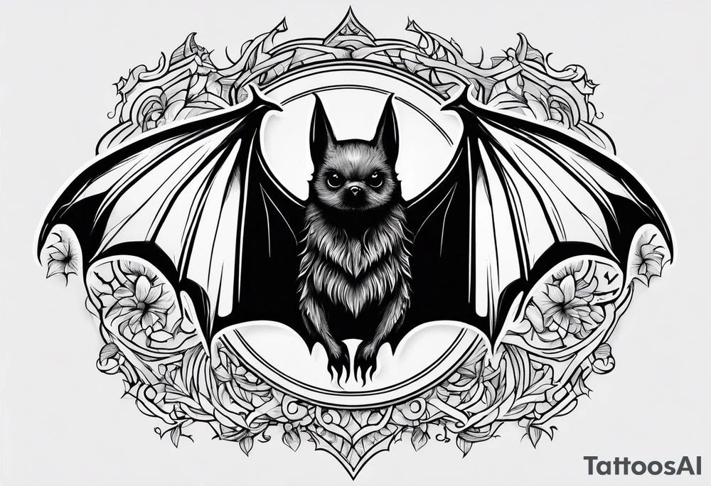 Black bat doodle tattoo idea