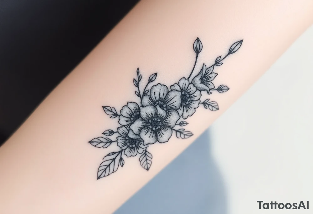 Tooled leather and florals tattoo idea