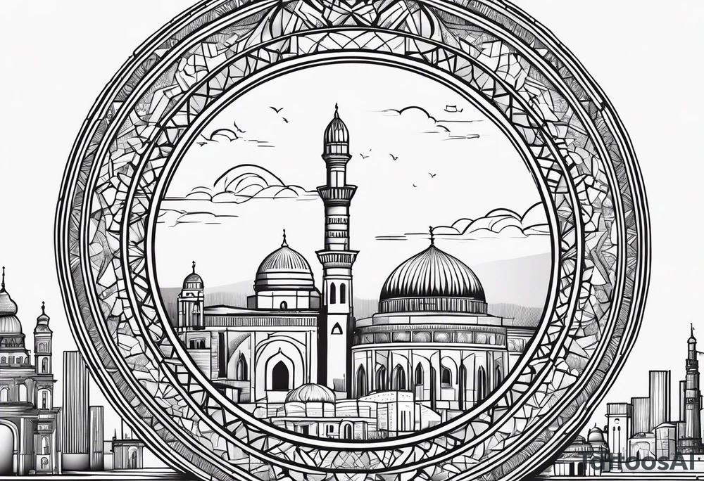 israel city vector circle
 vignette tattoo idea