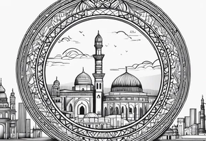 israel city vector circle
 vignette tattoo idea