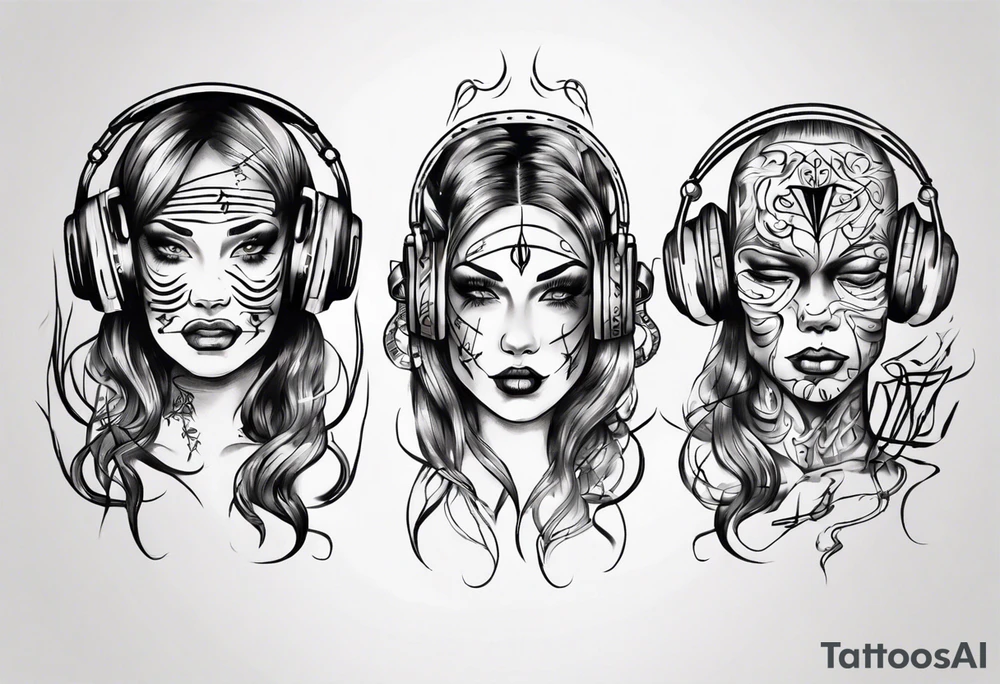 music stave head tattoo idea