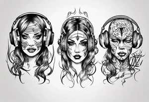 music stave head tattoo idea
