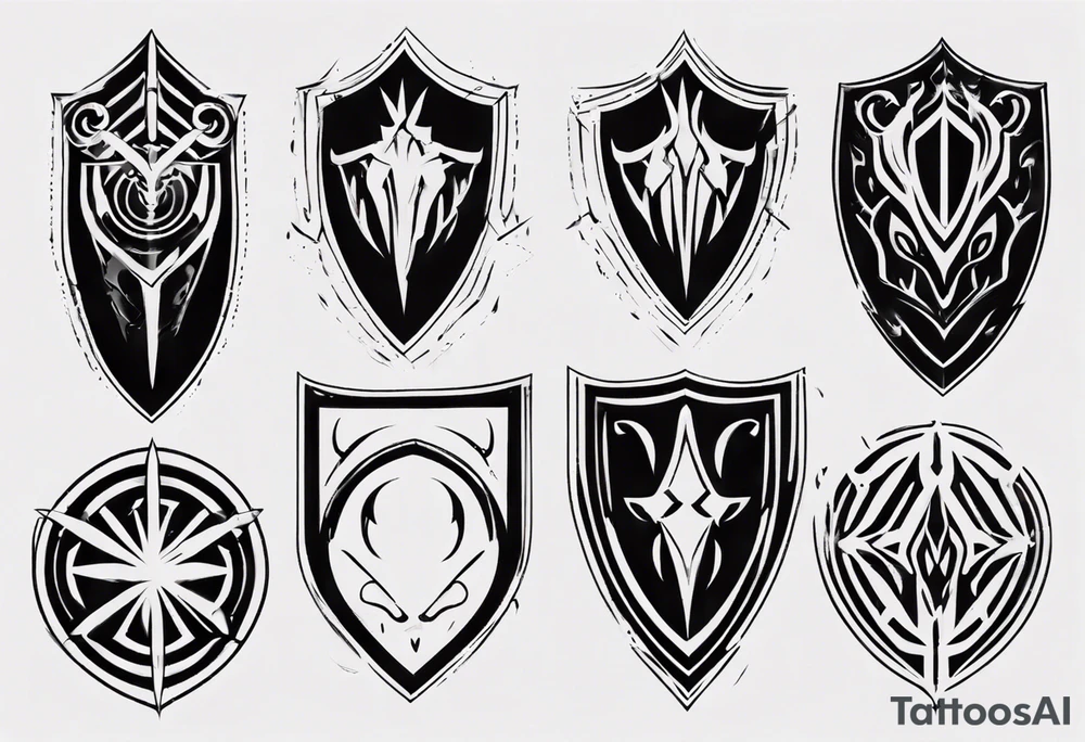 Shield symmetrical tattoo idea
