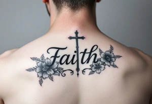 Small feminine Tattoo with the word faith
Include flowers a cross and soemthing for boy girl twins tattoo idea