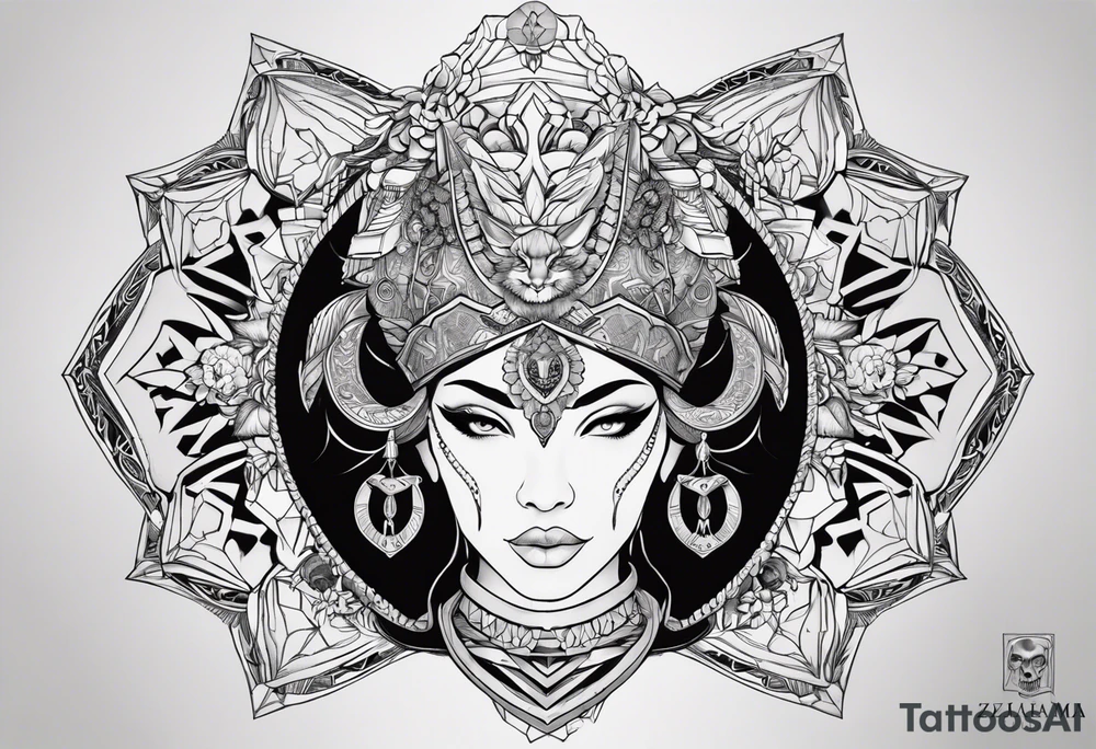 kali ma, alien goddess, valkrye, aries, pirate, divine feminine, zenza resonance, pachamama, lotus azul, blank panther, eagle, skull, 5D, nueva gaya, dna 12 tattoo idea