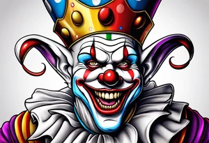 Split-faced jester clown tattoo idea