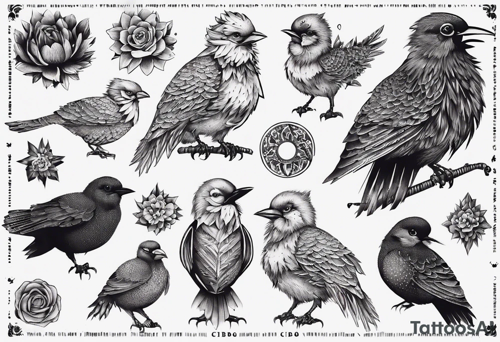 cibo matto pom pom album cover bird tattoo idea