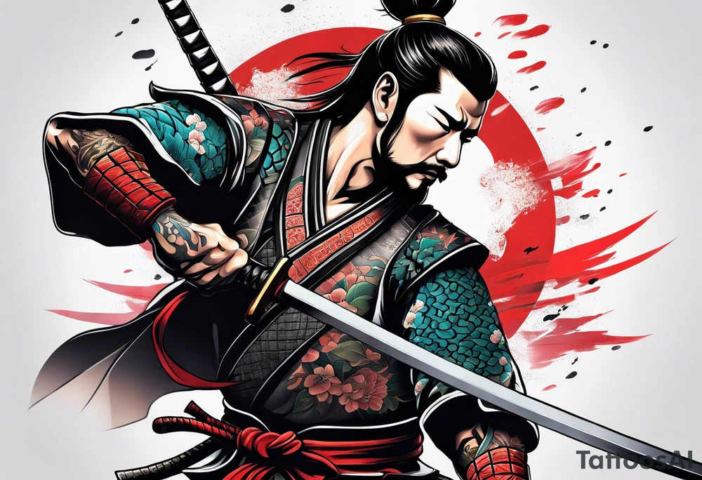 American traditional samurai tattoo idea