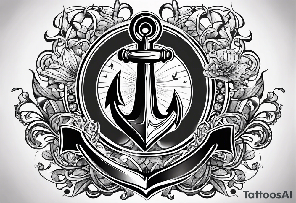 Anchor with the word sonder in the stem of the anchor tattoo idea