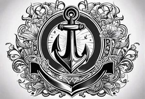 Anchor with the word sonder in the stem of the anchor tattoo idea