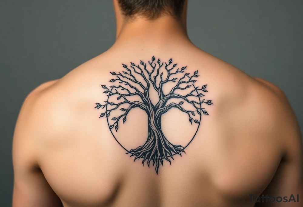 vitruvian man
tree of life
with circle tattoo idea