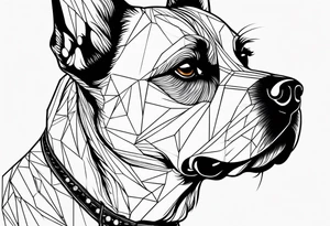 Face of a dog looking to the side, half of face is black tattoo idea