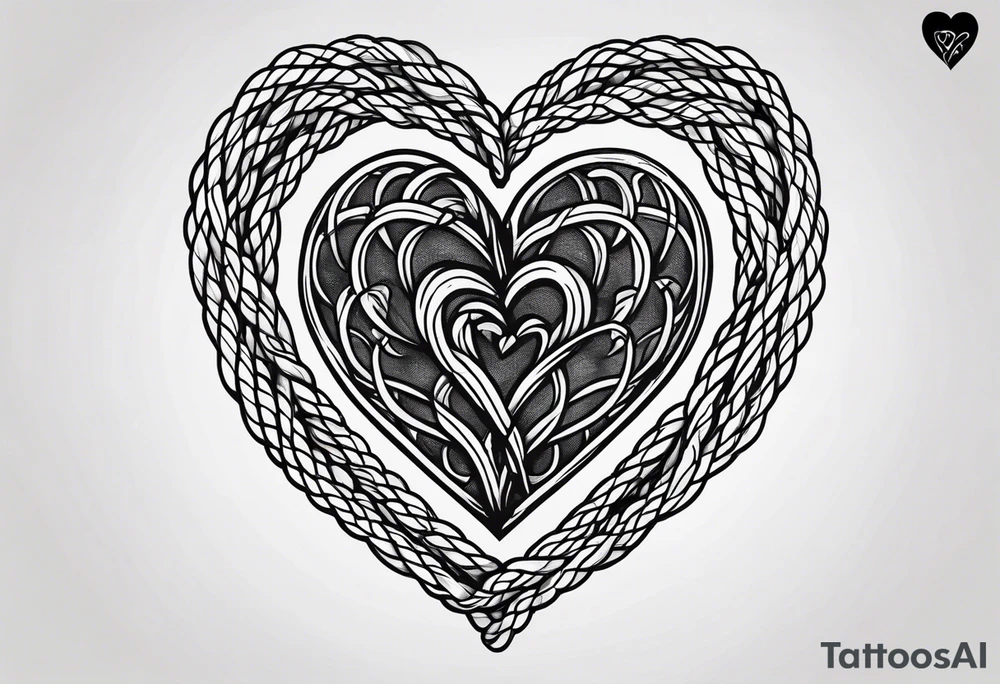 Heart made of rope tattoo idea