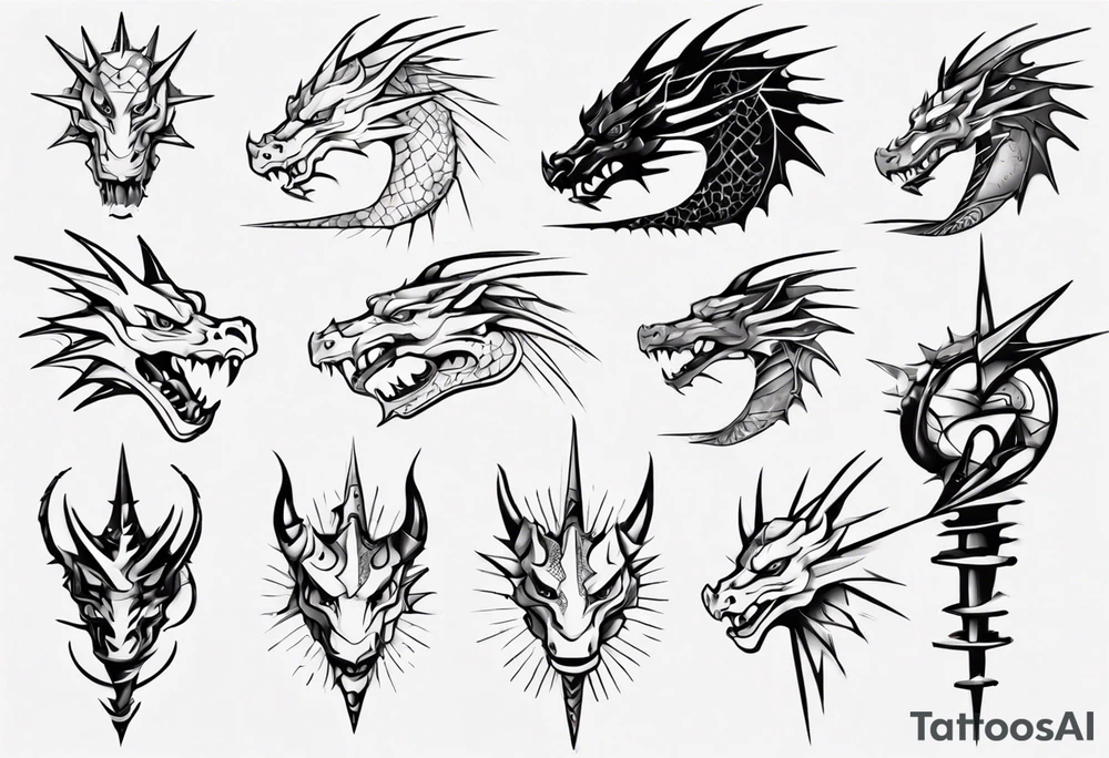Dragon wrapping around arm with spikes tattoo idea