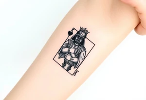 king of hearts card with arm Darth Vader card with paw prints and princess crown tattoo idea