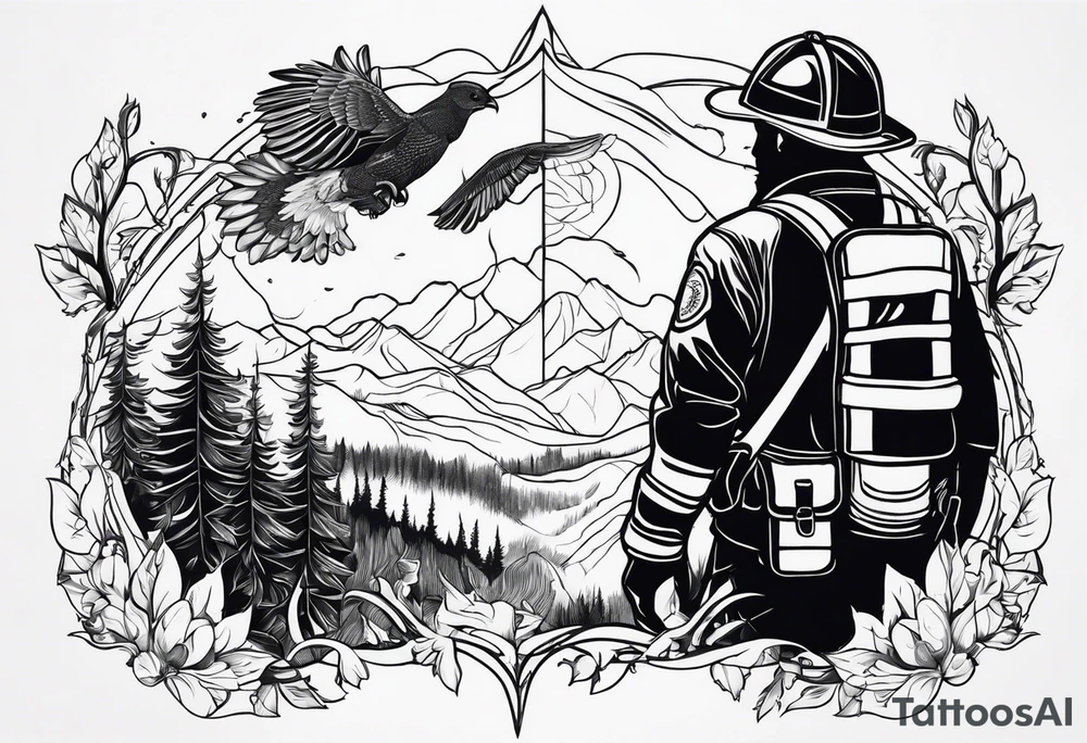 Firefighter and hunting tattoo idea