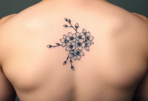 delicate cherry blossoms swirling in spring breeze with petals tattoo idea