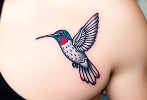 A hummingbird made of sand and hieroglyphs(only red , blue and black are possible colors) tattoo idea