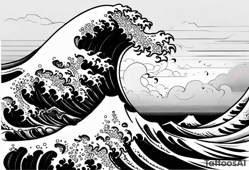 picture 8 by 8 centimeters of sea waves before a storm tattoo idea