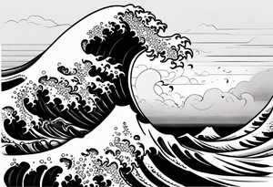 picture 8 by 8 centimeters of sea waves before a storm tattoo idea