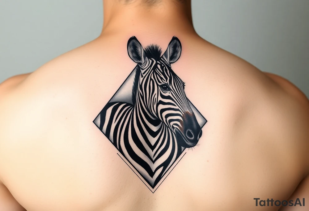 Kombinace býka štíra a panny v geometrickém stylu, zebra pod levým prsem, jednoduché, mužské tattoo idea