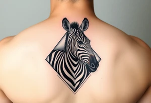 Kombinace býka štíra a panny v geometrickém stylu, zebra pod levým prsem, jednoduché, mužské tattoo idea