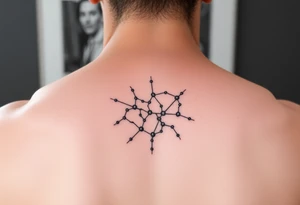Unique fine line design of the Orion constellation in black tattoo idea