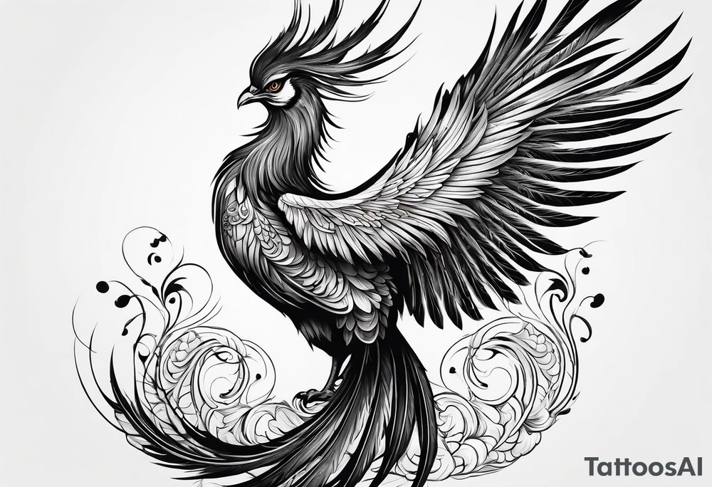 graceful phoenix with extra long tail feathers and a long neck tattoo idea graceful phoenix with extra long tail feathers and a long neck tattoo idea