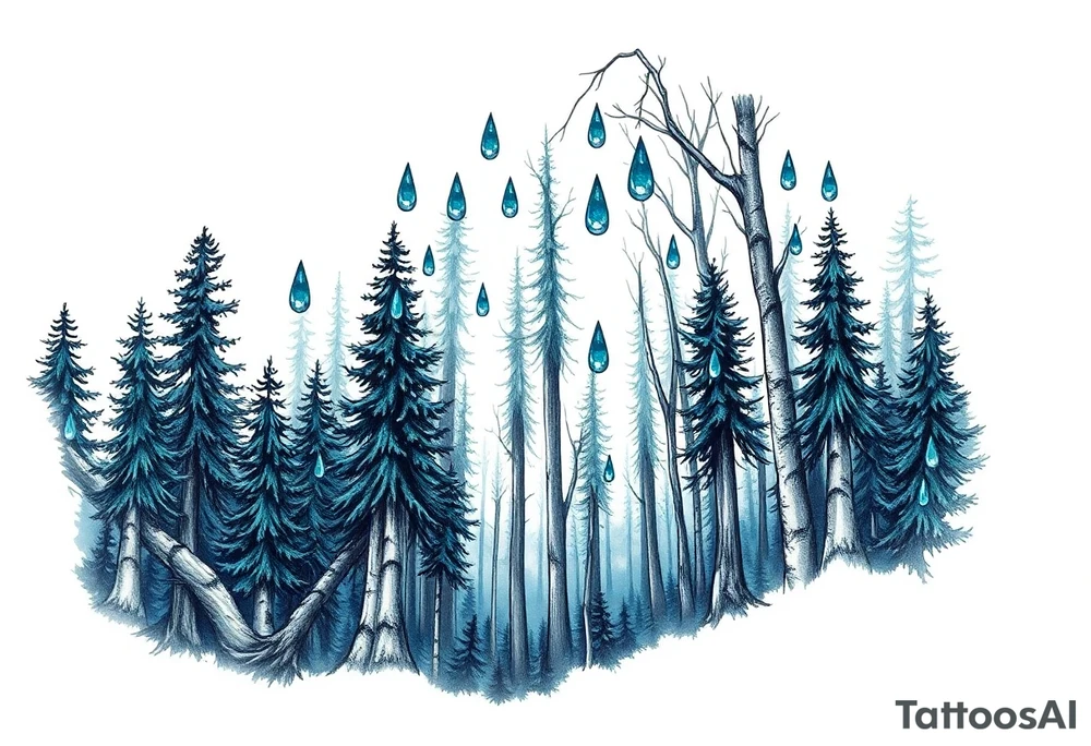 forest background
blue rain drops tattoo idea