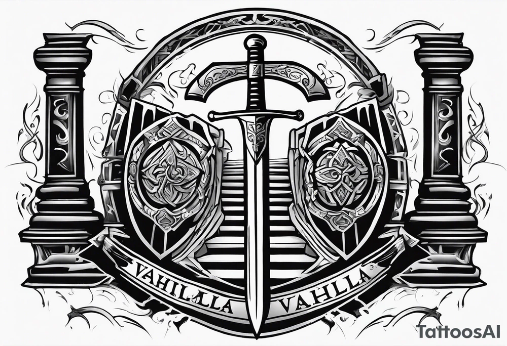 Valhalla sword shield axe
stairs tattoo idea