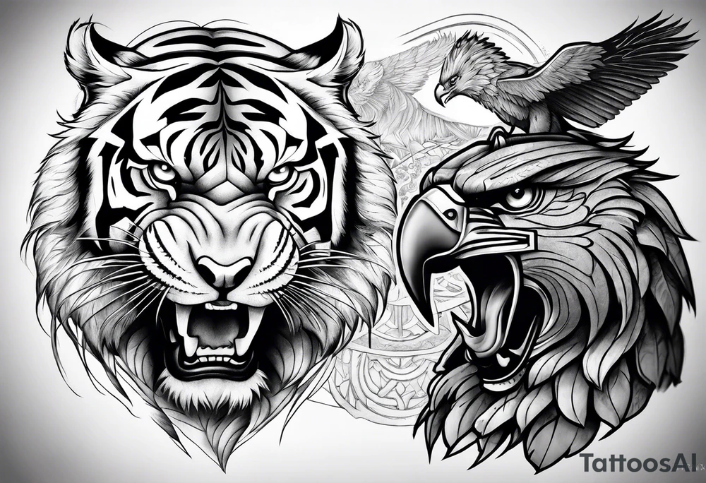 Tiger, Eagle, Samurai tattoo idea
