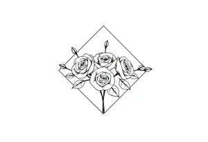 Small Roses filing up the inside of an elongated diamond shape tattoo idea