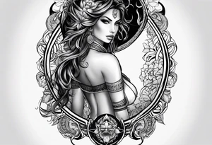 A thigh tattoo, symbol of strength, battle and motherhood. tattoo idea