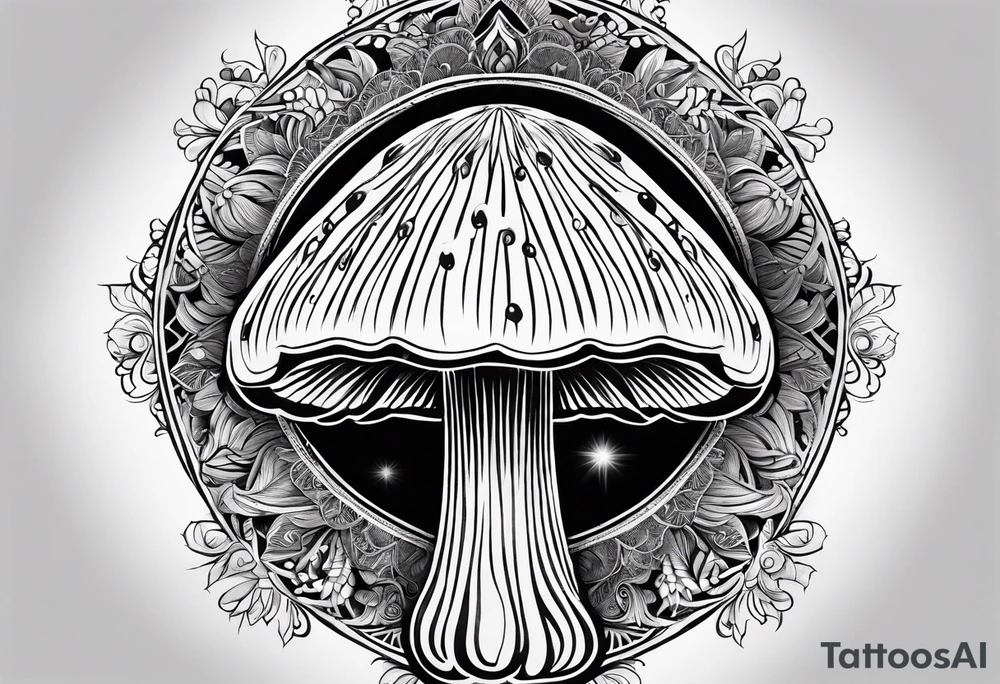 Shaggy mane mushroom mandala tattoo design tattoo idea