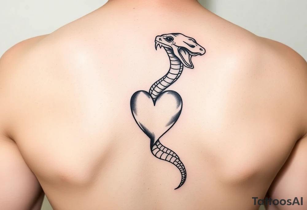 un piccola spirale a serpente con un cuore tattoo idea