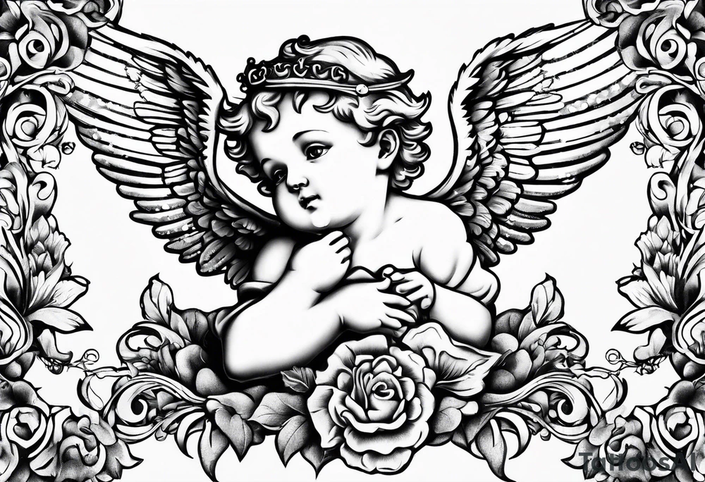 Cherub no flowers tattoo idea