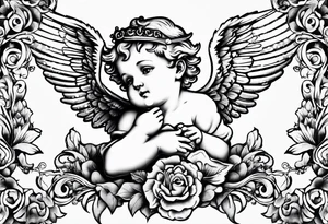 Cherub no flowers tattoo idea