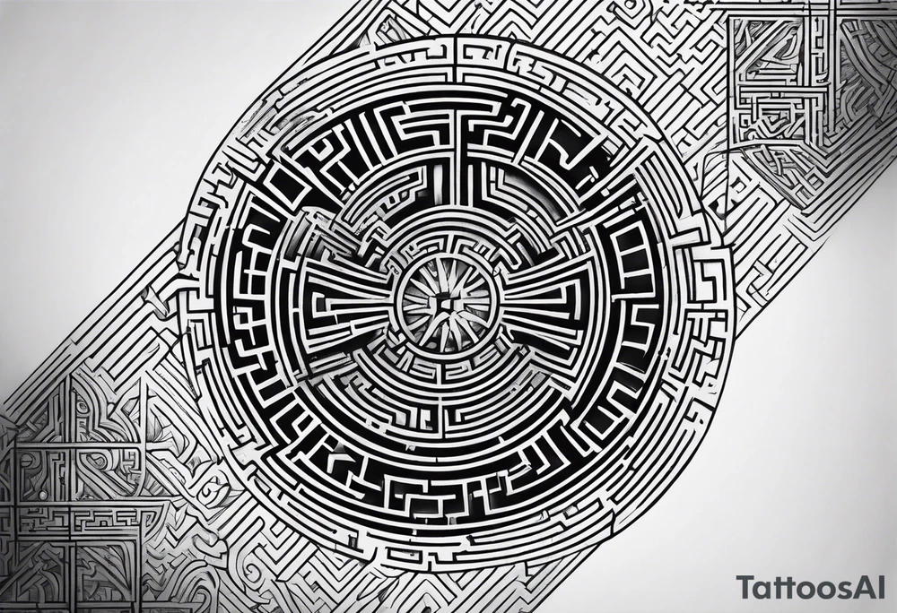 Maze full sleeve tattoo idea