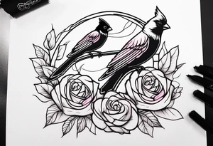 breast cancer memorial forearm tattoo incorporating roses and a cardinal into the tattoo tattoo idea