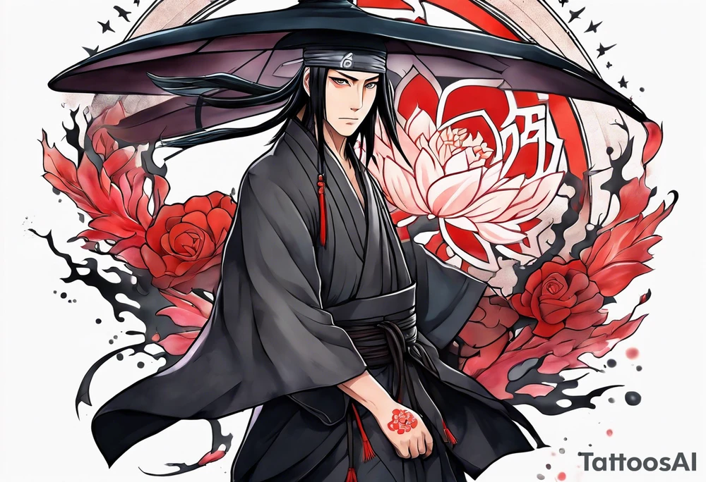 Tatto with Itachi and his mangekyou tattoo idea