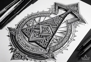 Valhalla steps Valknut sword tattoo idea