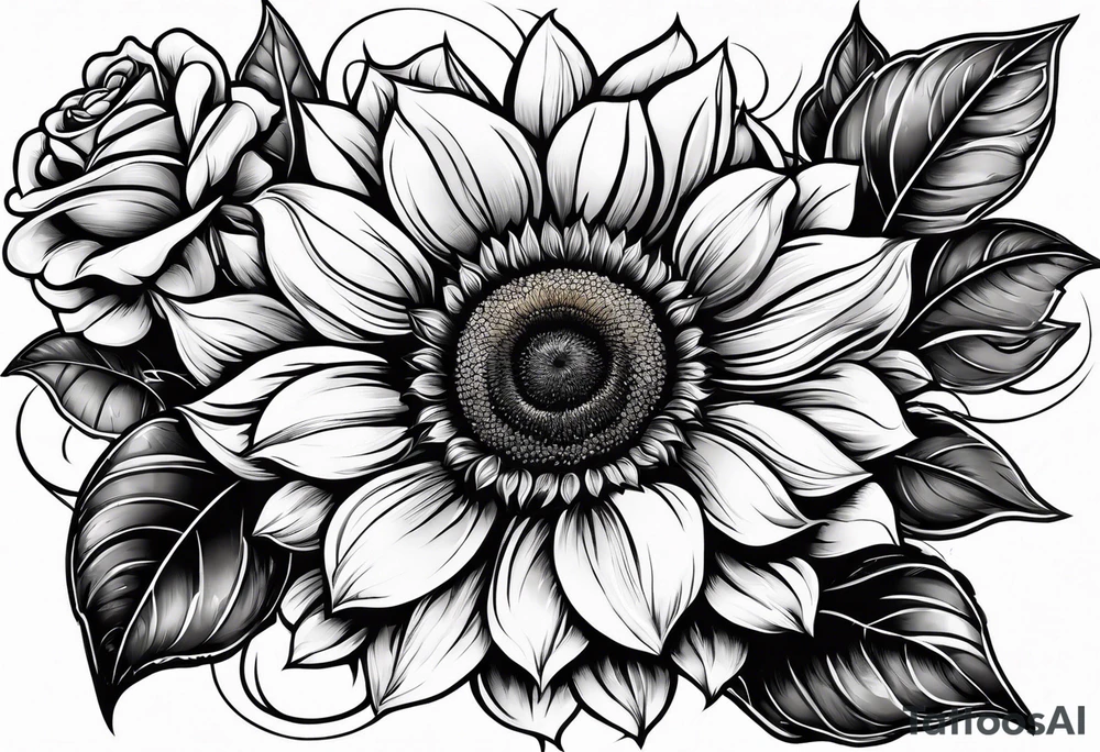 flower rose , sunflower, tattoo idea